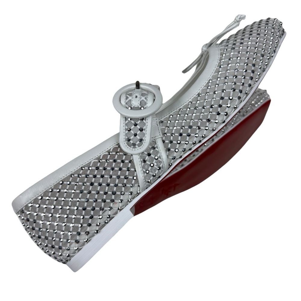 Christian Louboutin Mamastrapitina Mesh Nappa Leather Mary Jane Ballet Flats - Picture 6 of 9